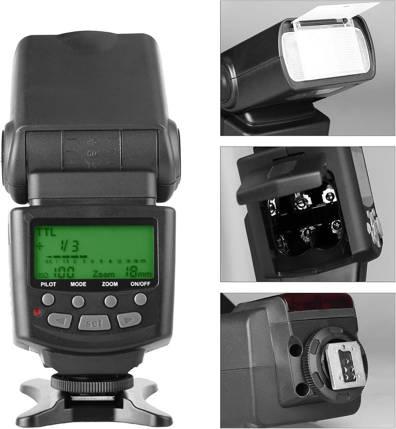 Meke Meike MK430 TTL LCD Flash Speedlite Compatible with Canon DSLR Camera EOS 70D 77D 80D Rebel T7i T6i T6s T6 T5i T5 T4i T3i SL2 and with Standard Hot Shoe Stand - Image 4